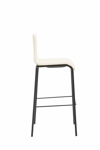 TPFLiving Bar stool Kano frame round flat black faux leather