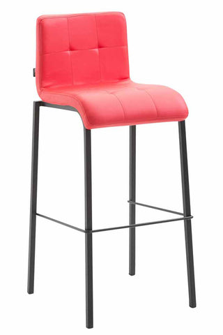 TPFLiving bar stool Kano square frame black faux leather