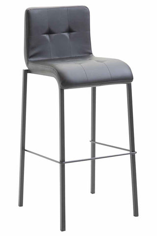 TPFLiving bar stool Kano square frame black faux leather