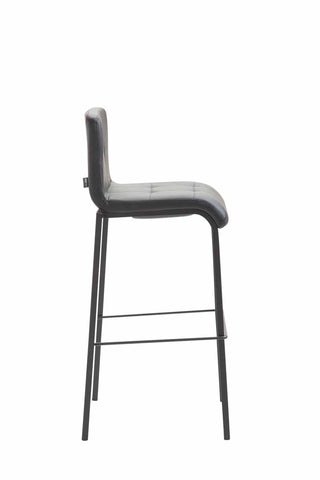 TPFLiving bar stool Kano square frame black faux leather