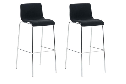 TPFLiving Set of 1 bar stools Hope 4-legged metal frame in chrome look fabric