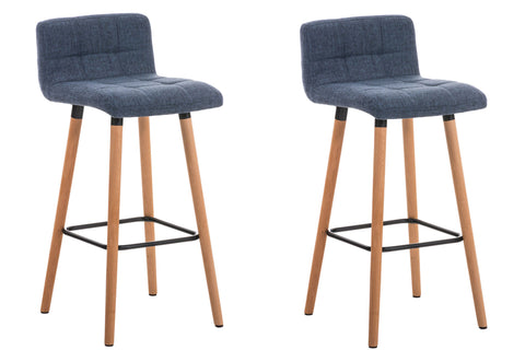 TPFLiving set of 2 bar stools London frame wood Natura fabric