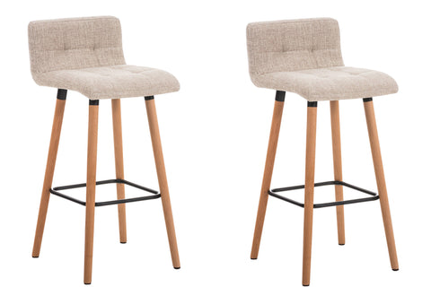 TPFLiving set of 2 bar stools London frame wood Natura fabric