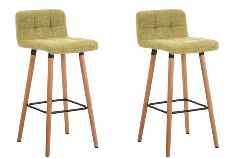 TPFLiving set of 2 bar stools London frame wood Natura fabric