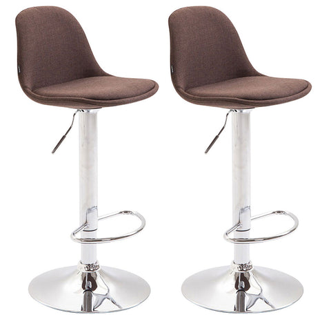 TPFLiving set of 2 bar stools Kilian metal frame in chrome look fabric