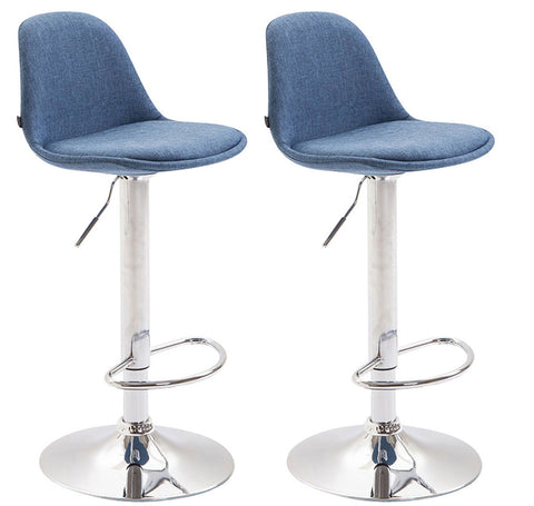 TPFLiving 2er Set Barhocker Kilian Gestell Metall in Chromoptik Stoff