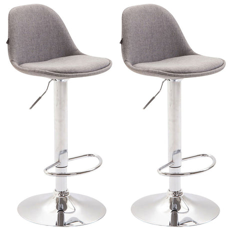 TPFLiving 2er Set Barhocker Kilian Gestell Metall in Chromoptik Stoff