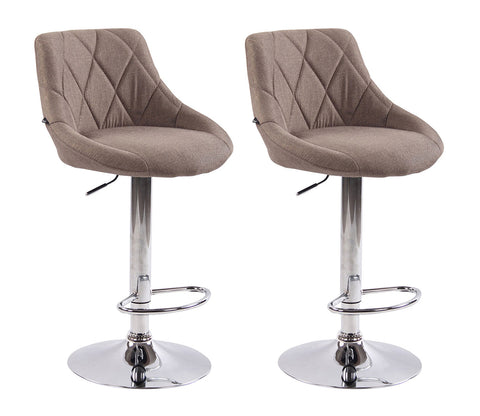 TPFLiving 2er Set Barhocker Lazius Gestell Metall in Chromoptik Stoff