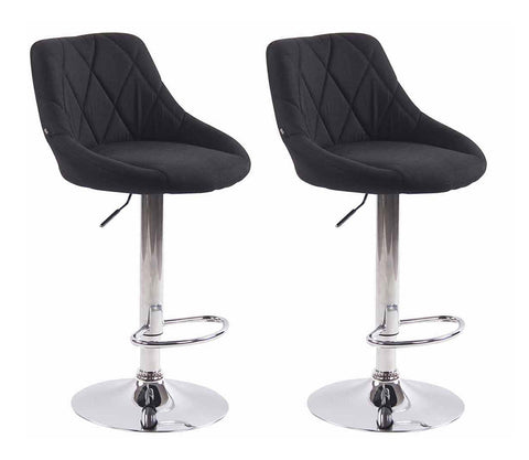 TPFLiving 2er Set Barhocker Lazius Gestell Metall in Chromoptik Stoff