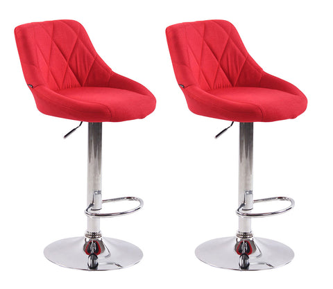 TPFLiving 2er Set Barhocker Lazius Gestell Metall in Chromoptik Stoff