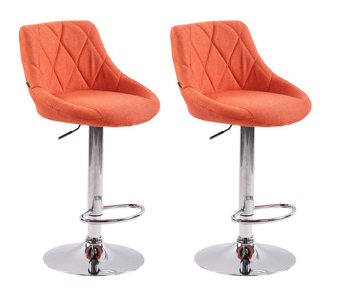 TPFLiving 2er Set Barhocker Lazius Gestell Metall in Chromoptik Stoff
