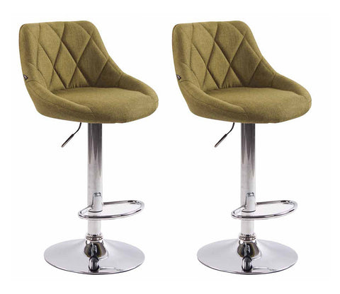 TPFLiving 2er Set Barhocker Lazius Gestell Metall in Chromoptik Stoff