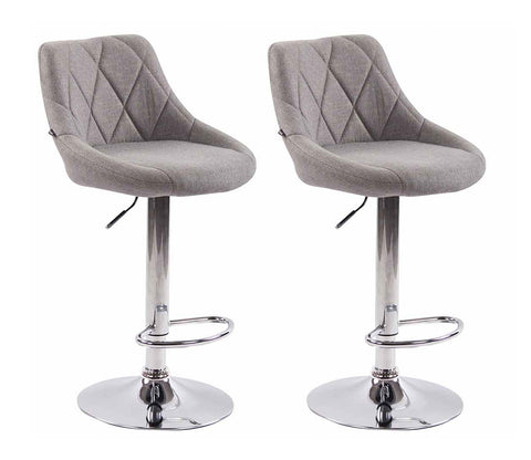 TPFLiving 2er Set Barhocker Lazius Gestell Metall in Chromoptik Stoff