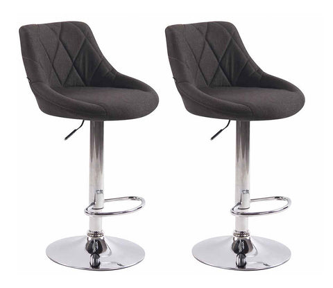 TPFLiving 2er Set Barhocker Lazius Gestell Metall in Chromoptik Stoff