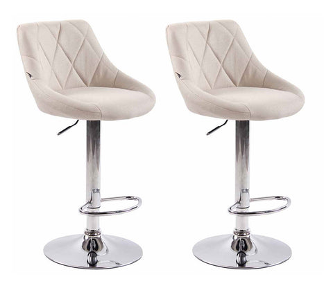 TPFLiving 2er Set Barhocker Lazius Gestell Metall in Chromoptik Stoff