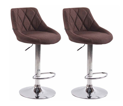 TPFLiving 2er Set Barhocker Lazius Gestell Metall in Chromoptik Stoff
