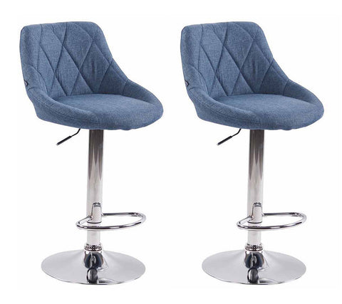 TPFLiving 2er Set Barhocker Lazius Gestell Metall in Chromoptik Stoff