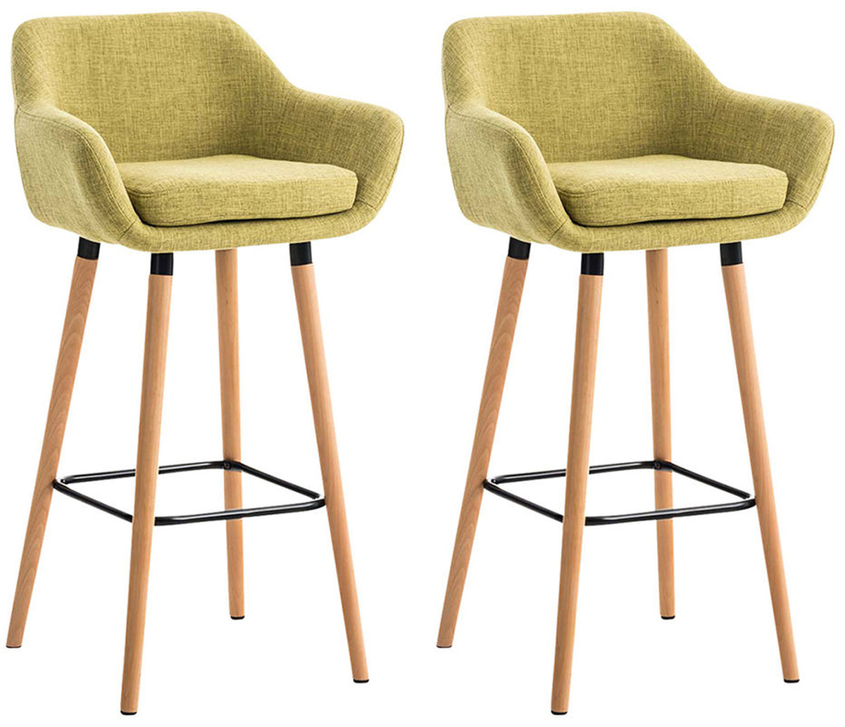 TPFLiving set of 2 bar stools Grande frame wood fabric