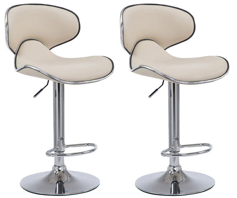 TPFLiving set of 2 bar stools Las Palmas metal frame in chrome look faux leather