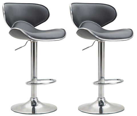 TPFLiving set of 2 bar stools Las Palmas metal frame in chrome look faux leather