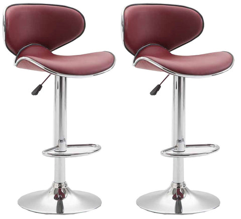 TPFLiving set of 2 bar stools Las Palmas metal frame in chrome look faux leather