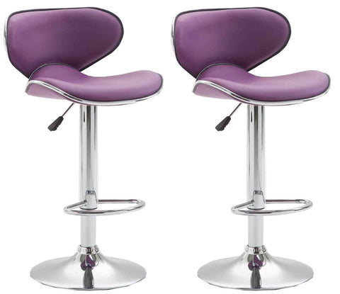 TPFLiving set of 2 bar stools Las Palmas metal frame in chrome look faux leather