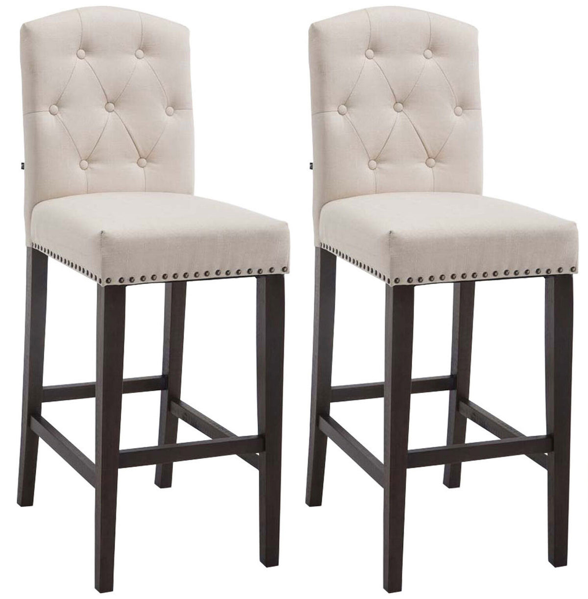 TPFLiving 2er Set Barhocker Louisiana Gestell Holu antik dunkel Stoff
