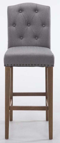 TPFLiving Set of 2 bar stools Louisiana frame antique light wood fabric
