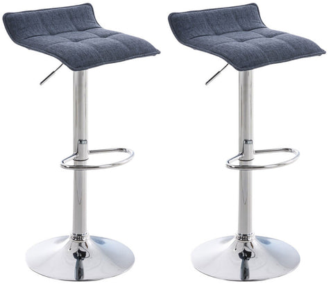 TPFLiving 2er Set Barhocker Medley Gestell Metall in Chromoptik Stoff