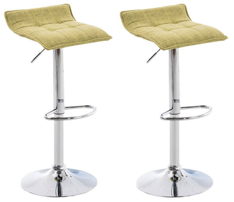 TPFLiving set of 2 bar stools Medley metal frame in chrome look fabric