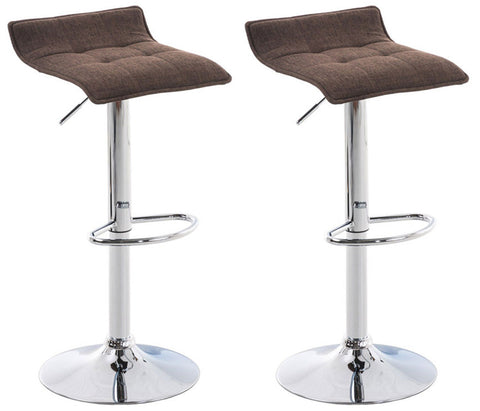 TPFLiving set of 2 bar stools Medley metal frame in chrome look fabric