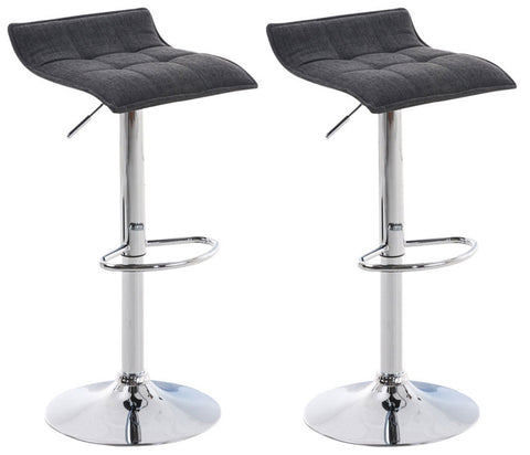 TPFLiving 2er Set Barhocker Medley Gestell Metall in Chromoptik Stoff