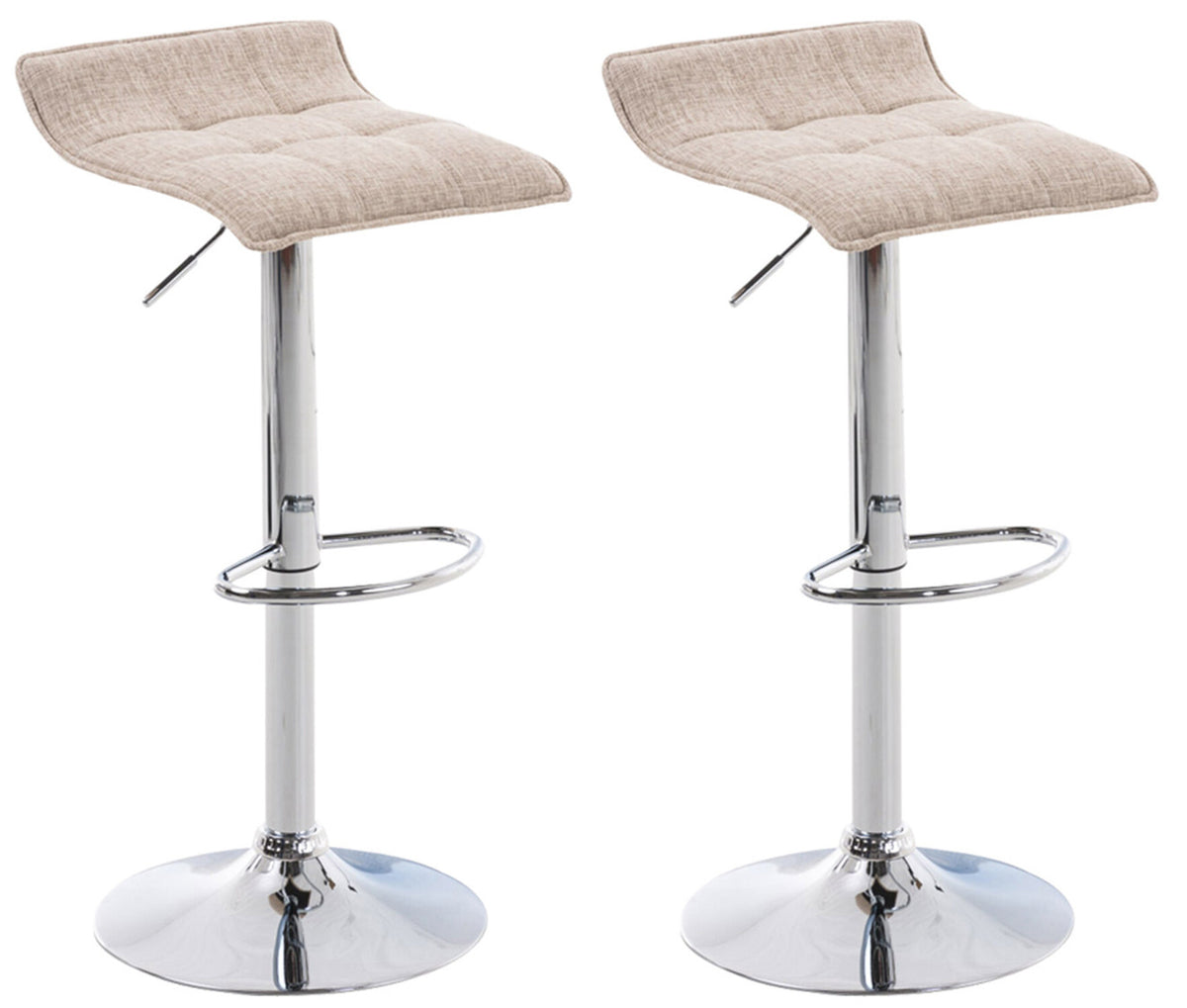 TPFLiving 2er Set Barhocker Medley Gestell Metall in Chromoptik Stoff