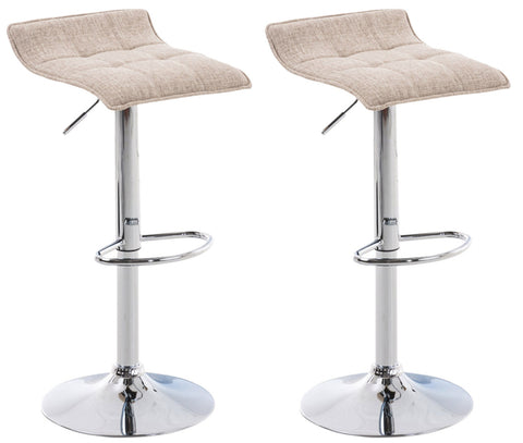 TPFLiving 2er Set Barhocker Medley Gestell Metall in Chromoptik Stoff