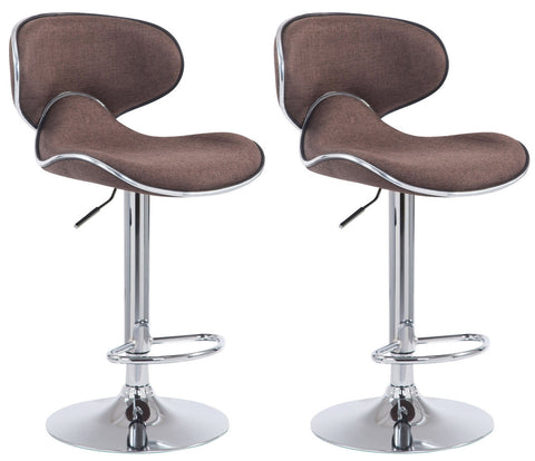 TPFLiving set of 2 bar stools Las Palmas metal frame in chrome look fabric