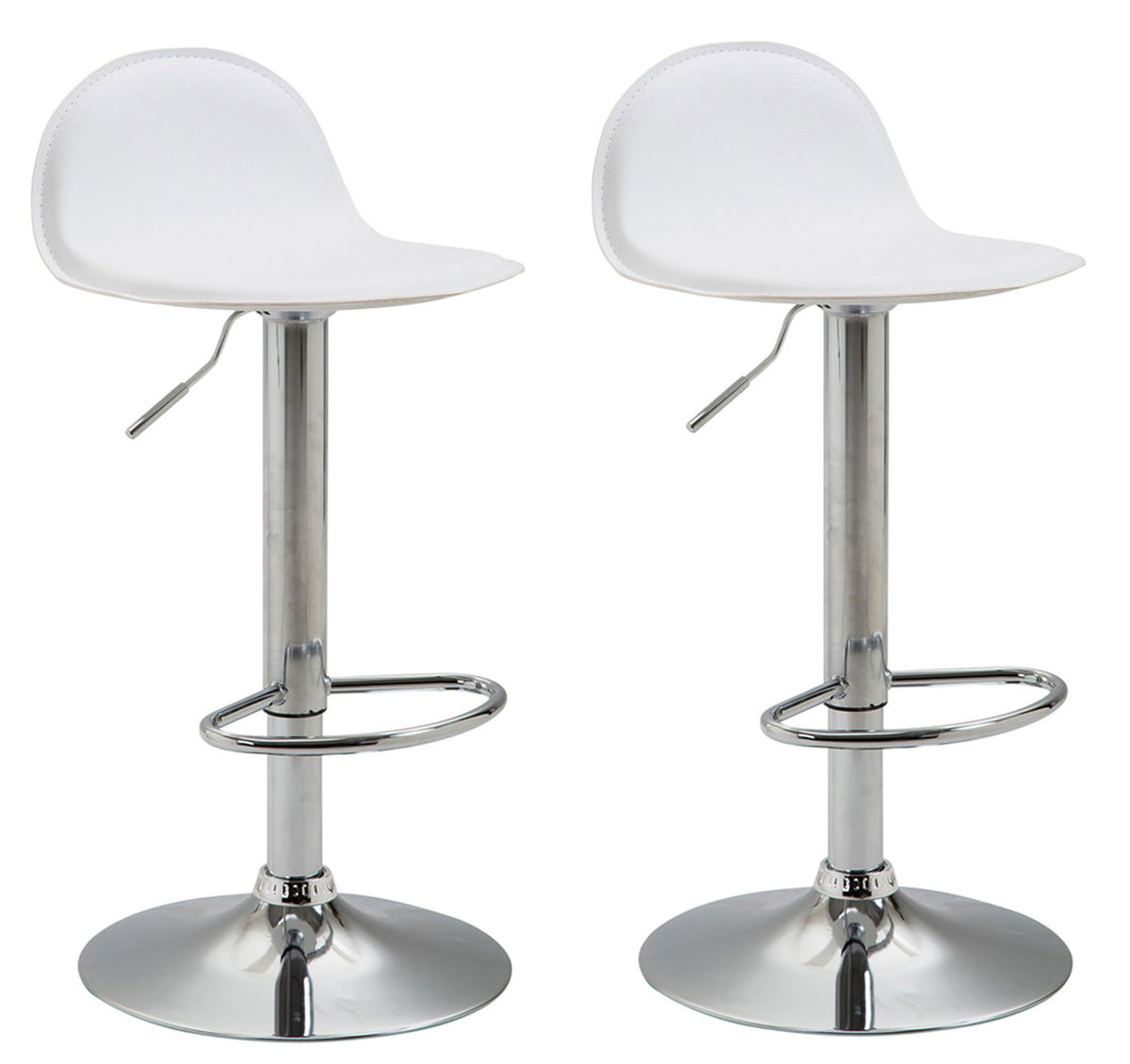 TPFLiving set of 2 bar stools Luna V2 metal frame in chrome look faux leather