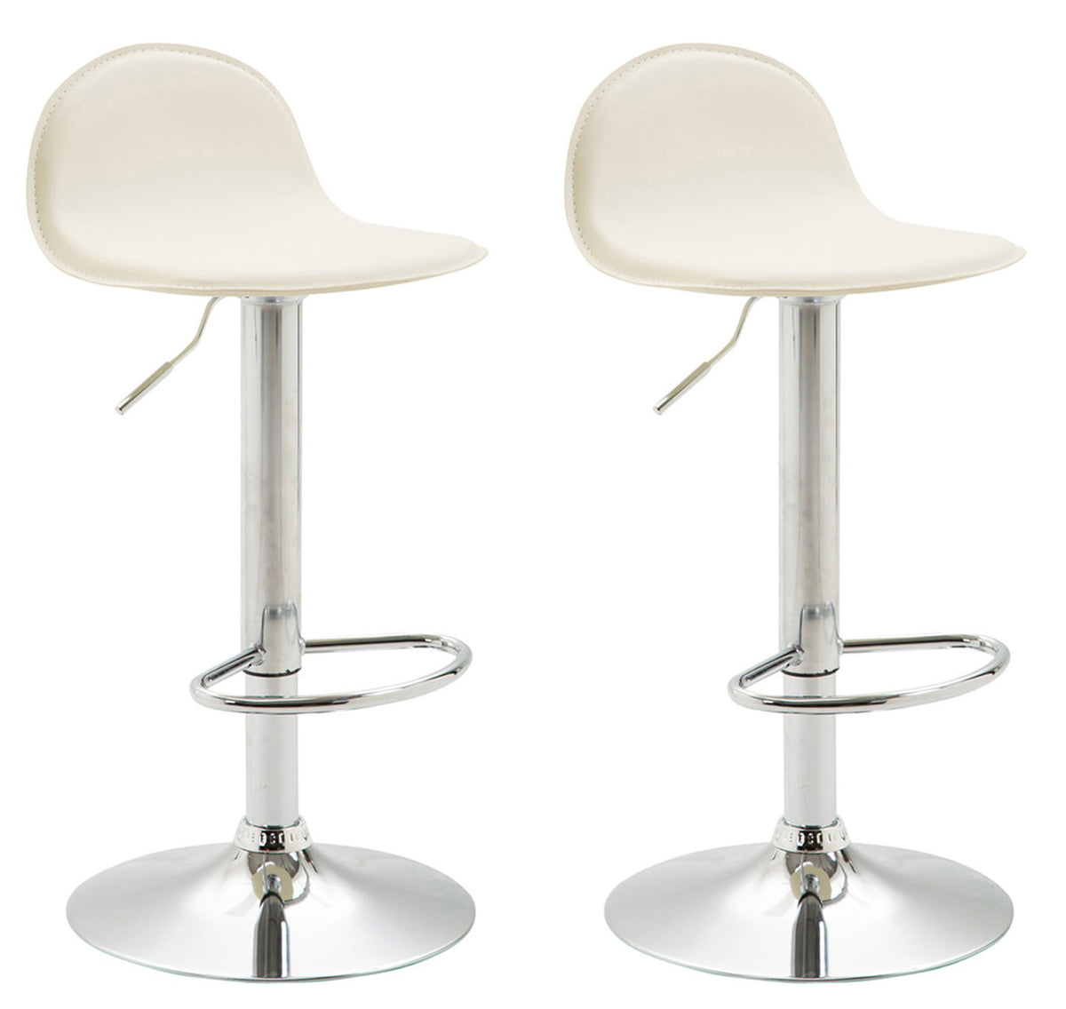 TPFLiving set of 2 bar stools Luna V2 metal frame in chrome look faux leather