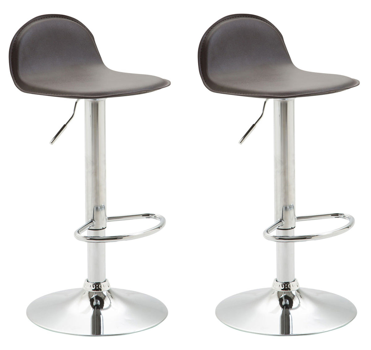 TPFLiving 2er Set Barhocker Luna V2 Gestell Metall in Chromoptik Kunstleder