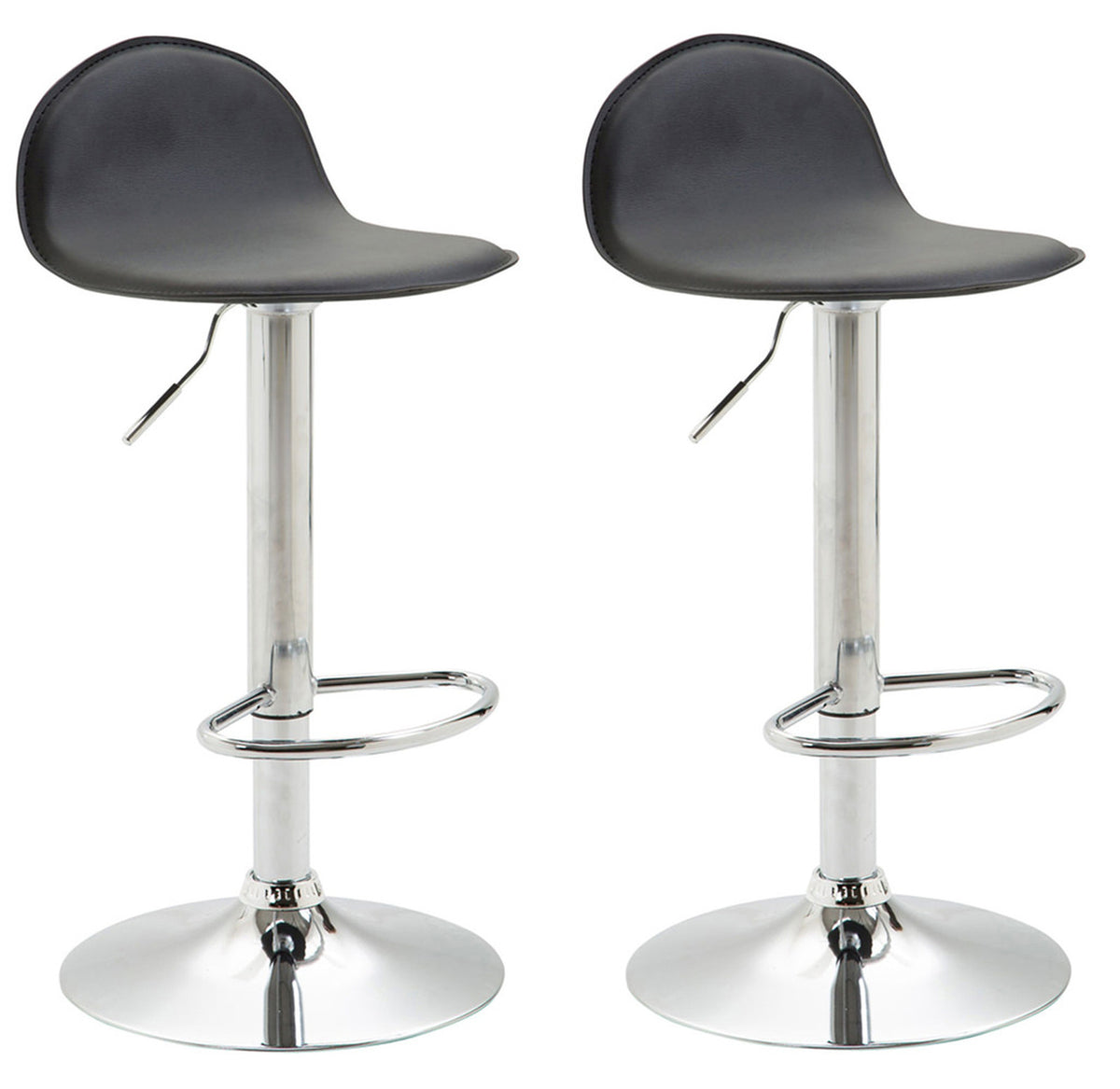 TPFLiving 2er Set Barhocker Luna V2 Gestell Metall in Chromoptik Kunstleder