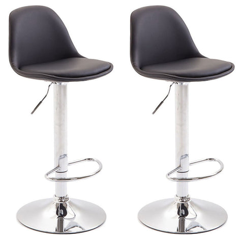 TPFLiving Set of 2 bar stools Kilian metal frame in chrome look fully upholstered faux leather