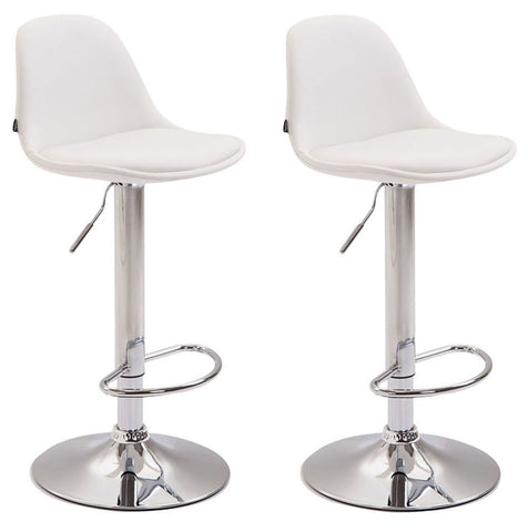 TPFLiving Set of 2 bar stools Kilian metal frame in chrome look fully upholstered faux leather