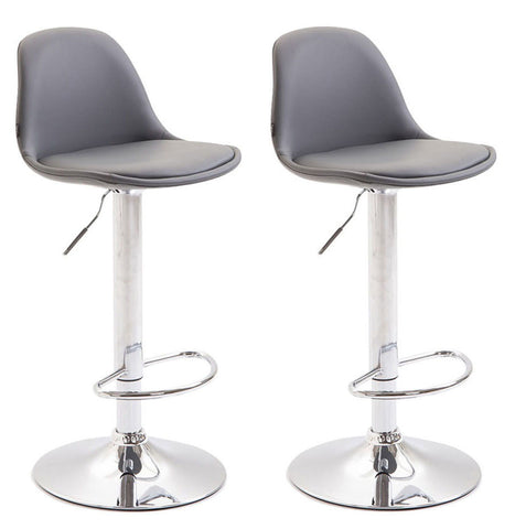 TPFLiving Set of 2 bar stools Kilian metal frame in chrome look fully upholstered faux leather