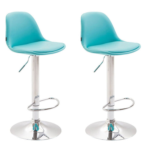 TPFLiving Set of 2 bar stools Kilian metal frame in chrome look fully upholstered faux leather