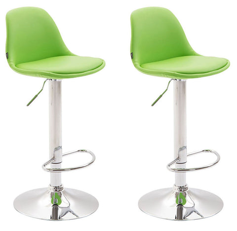 TPFLiving Set of 2 bar stools Kilian metal frame in chrome look fully upholstered faux leather