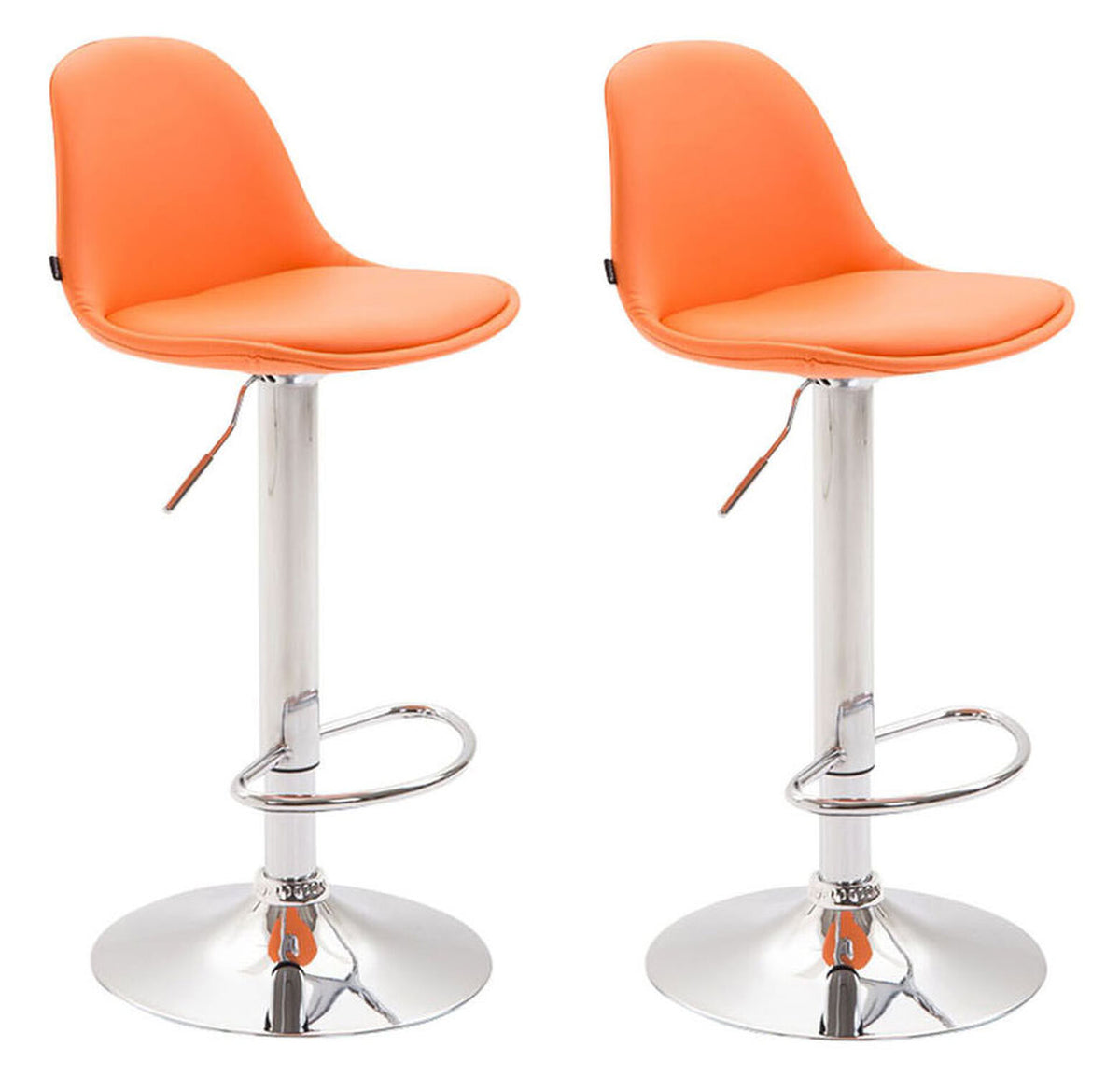 TPFLiving Set of 2 bar stools Kilian metal frame in chrome look fully upholstered faux leather