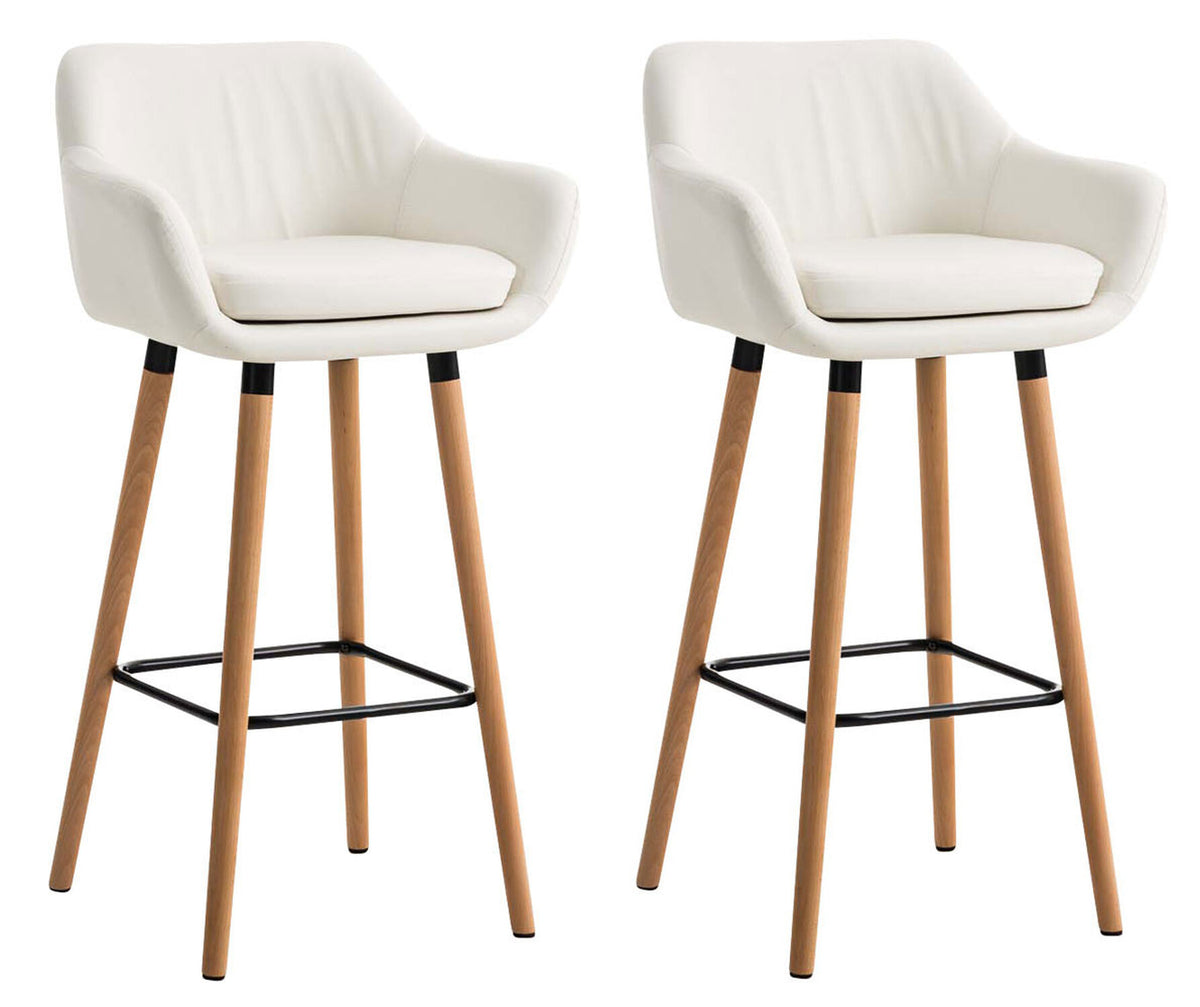 TPFLiving 2er Set Barhocker Grande Gestell Holz Kunstleder