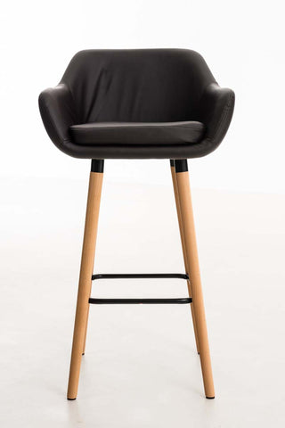 TPFLiving set of 2 bar stools Grande frame wood faux leather