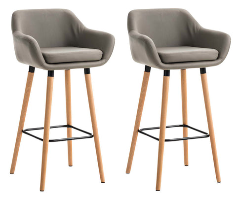 TPFLiving set of 2 bar stools Grande frame wood faux leather