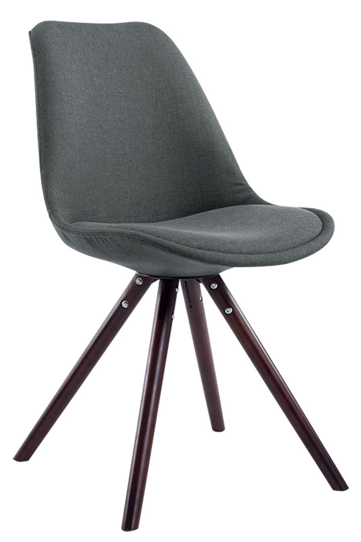 TPFLiving Besucherstuhl Toulon Stoff Gestell Buchenholz Cappuccino rund