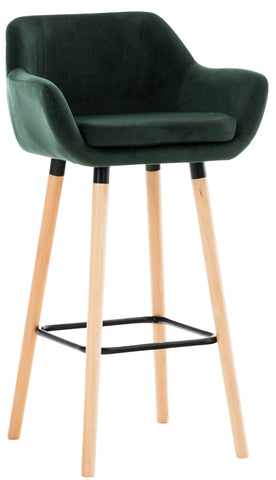 TPFLiving bar stool Grande frame wood velvet